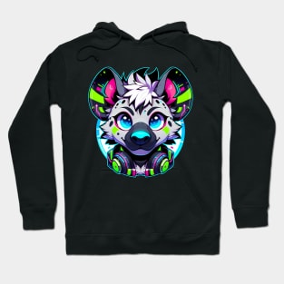 Cyberpunk Neon Furry Anthro Hyena Hoodie